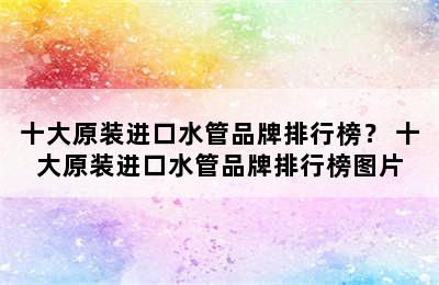 十大原装进口水管品牌排行榜？ 十大原装进口水管品牌排行榜图片